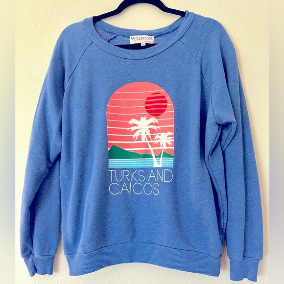 Wildfox Turks and Caicos long sleeve crewneck sweatshirt - Picture 1 of 3